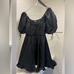 En Saison Black Puff Sleeve Mini Dress
